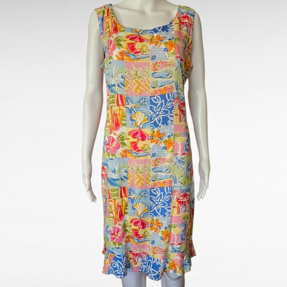 Weekend Clothes Line Multi Printed Patchwork Sleeveless Dress Size Large - Picture 1 of 7
